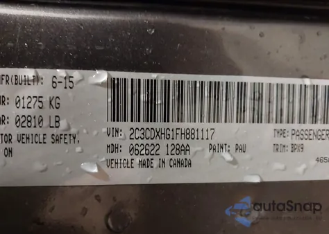 2015 Dodge Charger Sxt z USA, uszkodzony, nr VIN 2C3CDXHG1FH881117